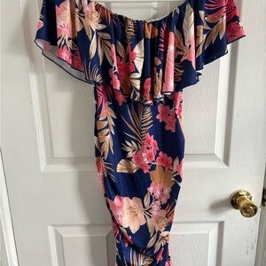 SHEIN Pink and Orange Ruffled Wrap Sundress